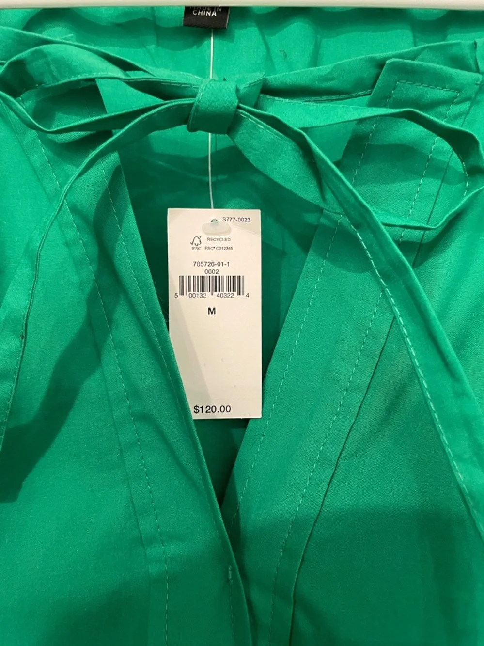 Banana Republic Factory Emerald Poplin Green Tie-Front Tunic in Med nwt